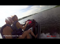 Public anal ride on the jet ski, selfie stick couple