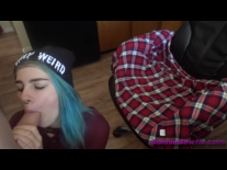 Stay Weird Emo Punks - Blue haired edgy girl tests new Ikea chair