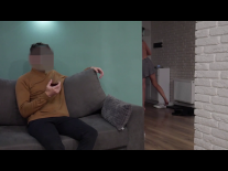 Letting neighbor to fuck his wife before licking her cunt