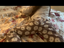 Lil sister pretends she's busy but her pants are hiding a little secret